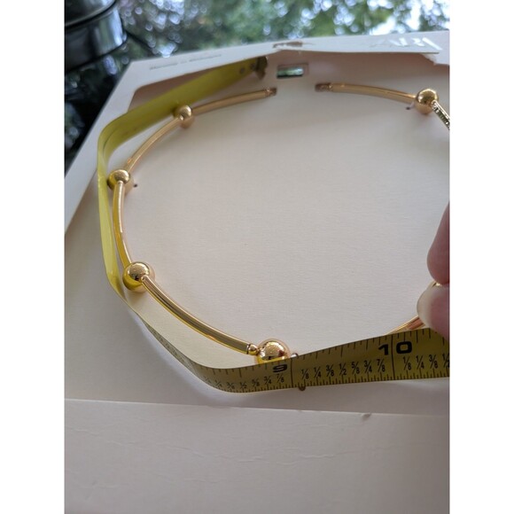 Zara Necklace Women SS25 18" Golden Metal Curved Tube Bead Stations Minimalist - Picture 6 of 9